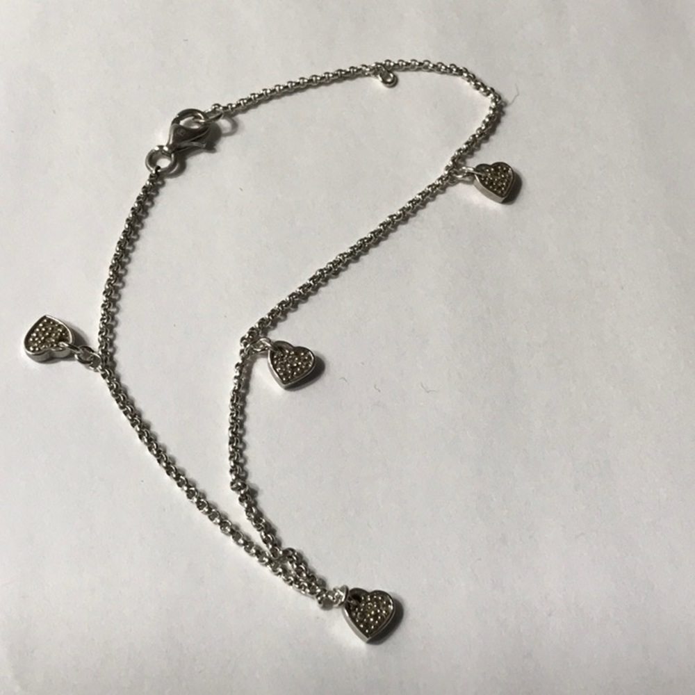 Ankle Bracelet Sterling and Diamond - Picture 2 of 2